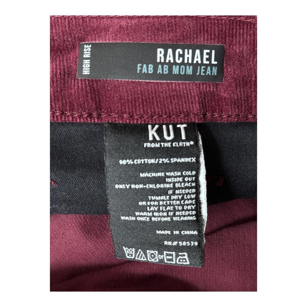 Kut from the Kloth Rachael High Rise Corduroy Fab AB Mom Jeans red size 14 - Picture 7 of 8